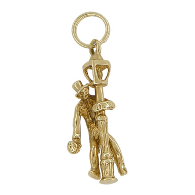 Drunken Man Holding a Lamp Post in French Quarter New Orleans 14K Yellow Gold Vintage Charm Pendant - C477