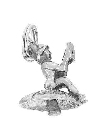 Little Gnome on a Mushroom Charm in 14 Karat Gold - Yellow or White Gold - Item: C602 - Image: 2