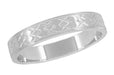 Vintage Mid Century Modern Wedding Band in White Gold with Carved Chevrons Pattern and Milgrain - 4mm - 18K and 14K - R803