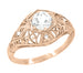 Rose Gold Edwardian Scroll Dome Filigree Diamond Engagement Ring