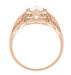 Rose Gold Edwardian Scroll Dome Filigree Diamond Engagement Ring
