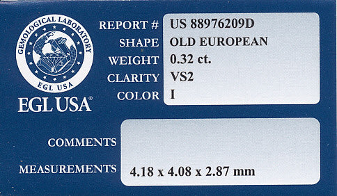 0.32 Carat Loose Old European Cut Diamond I Color VS2 Clarity - Item: D183 - Image: 2