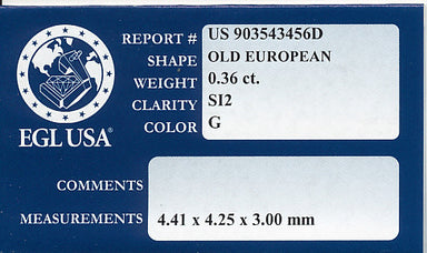 0.36 Carat Loose Old European Cut Diamond G Color SI2 Clarity - alternate view