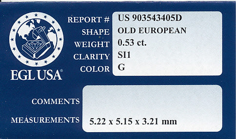 0.53 Carat Loose Old European Cut Diamond G Color SI1 Clarity - Item: D400 - Image: 2