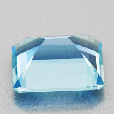 Exquisite 3.25 Carat Azure Blue Emerald Cut Loose Aquamarine | 10mm x 8mm Gemstone - alternate view