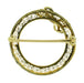 Krementz Antique Edwardian Circle Filigree Bow Brooch Pin in 14 Karat Gold and Platinum