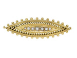 Victorian Etruscan Revival Antique Brooch with Seed Pearls in 15 Karat Yellow Gold