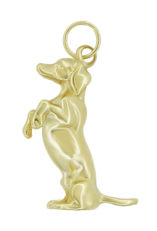 Dachshund Pendant - Yellow Gold - Large Doxie Charm