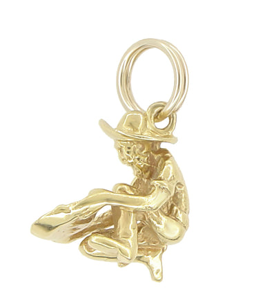 Vintage Gold Miner Charm in Yellow Gold or White Gold - alternate view