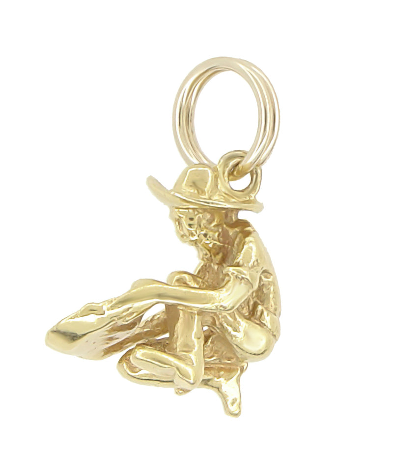 Vintage Gold Miner Charm in Yellow Gold or White Gold - Item: C552 - Image: 2