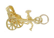 Vintage Rickshaw Charm with Movable Wheels in 14 Karat Yellow Gold