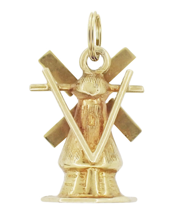Moveable Vintage Windmill Charm in 14 Karat Yellow Gold - Item: C677 - Image: 2