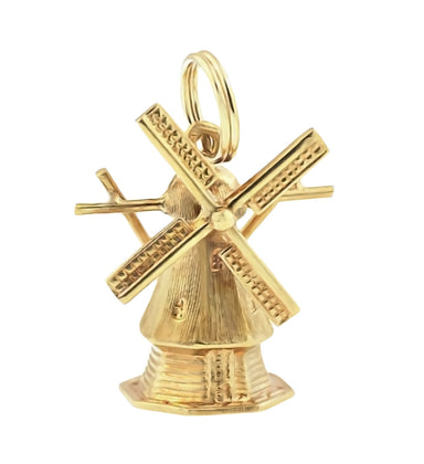 Moveable Vintage Windmill Charm in 14 Karat Yellow Gold