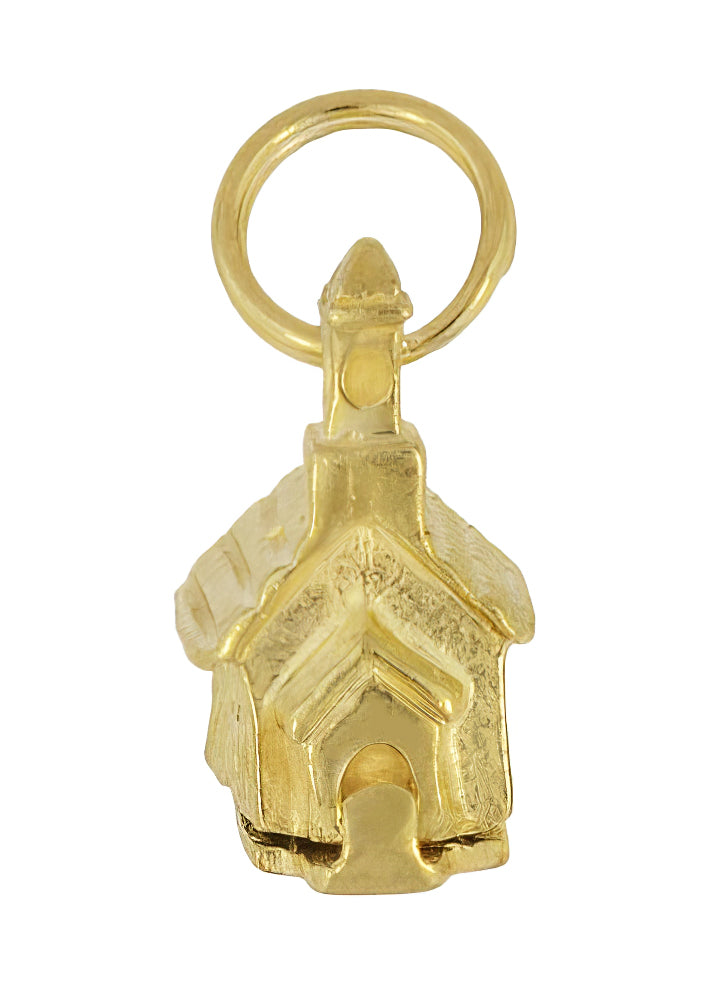 Old Church with Hidden Bride and Groom Movable Charm in 14 Karat Gold - Item: C724 - Image: 3