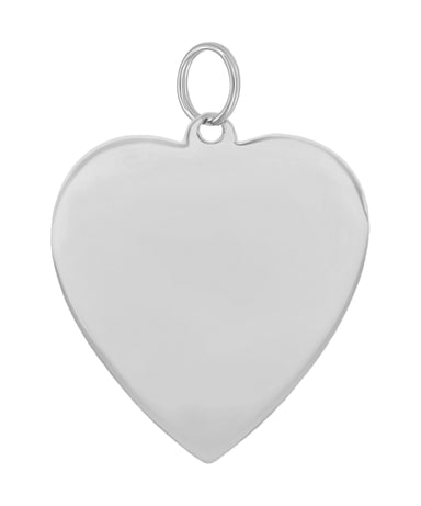 1960's Style Large Flat Engravable Heart Pendant Medallion in 14 Karat Yellow, White or Rose Gold - alternate view
