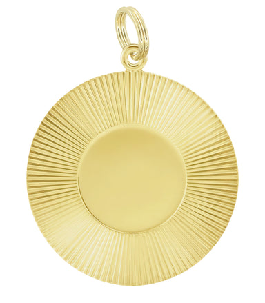 1970's Engravable Medallion Circle Pendant in 14 Karat Yellow Gold or White Gold