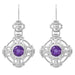 Arts and Crafts Antique Style Amethyst Filigree Drop Earrings in Sterling Silver