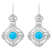Antique Style Arts and Crafts Filigree Turquoise Earrings in Sterling Silver