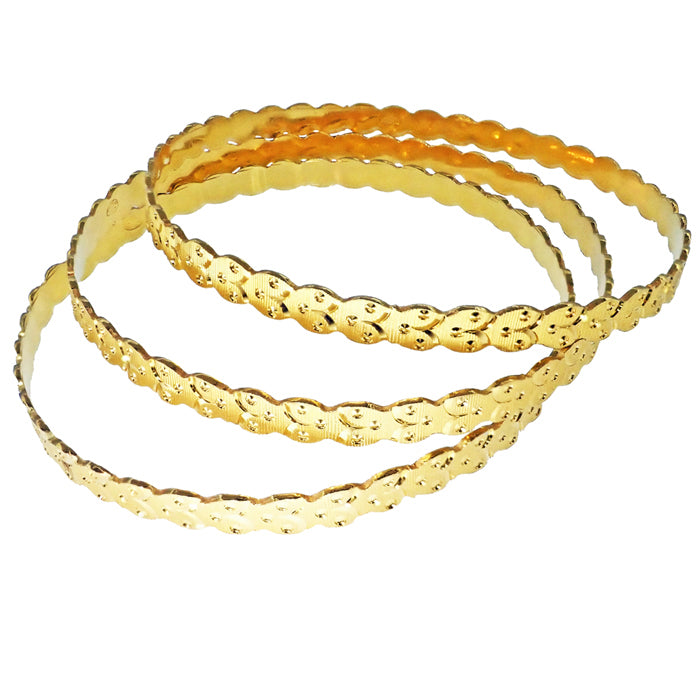 Stackable Engraved Bangle Bracelets in Solid 21K Gold - GBR104