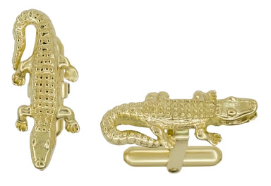 Alligator Cufflinks in 14 Karat Yellow Gold - alternate view