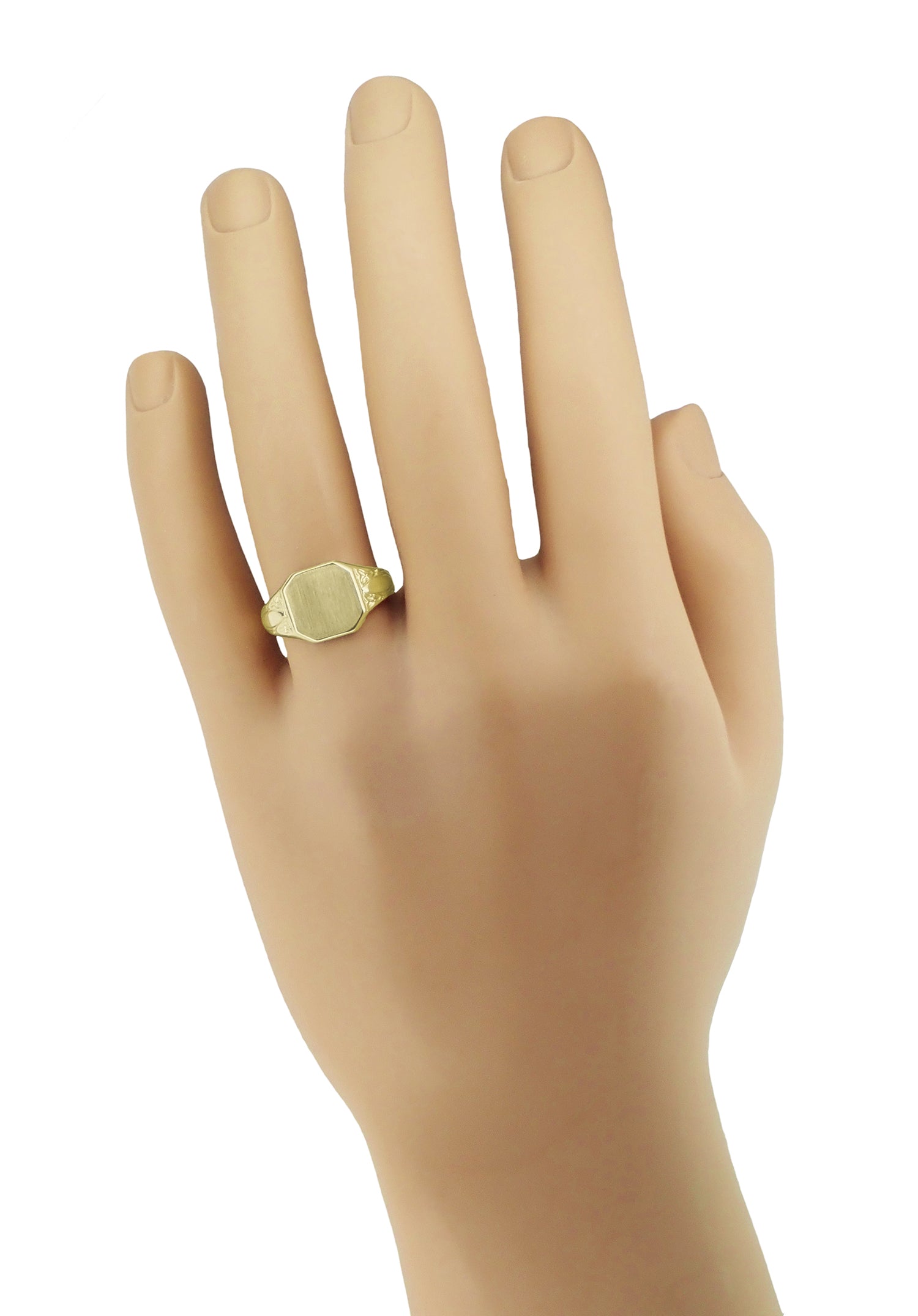 Men's Victorian Rectangular Signet Ring in 14 Karat Yellow Gold - Item: MR119 - Image: 5