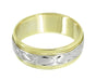 Men's Antique Eternity Ovals Wedding Band Ring in 14 Karat Yellow and White Gold