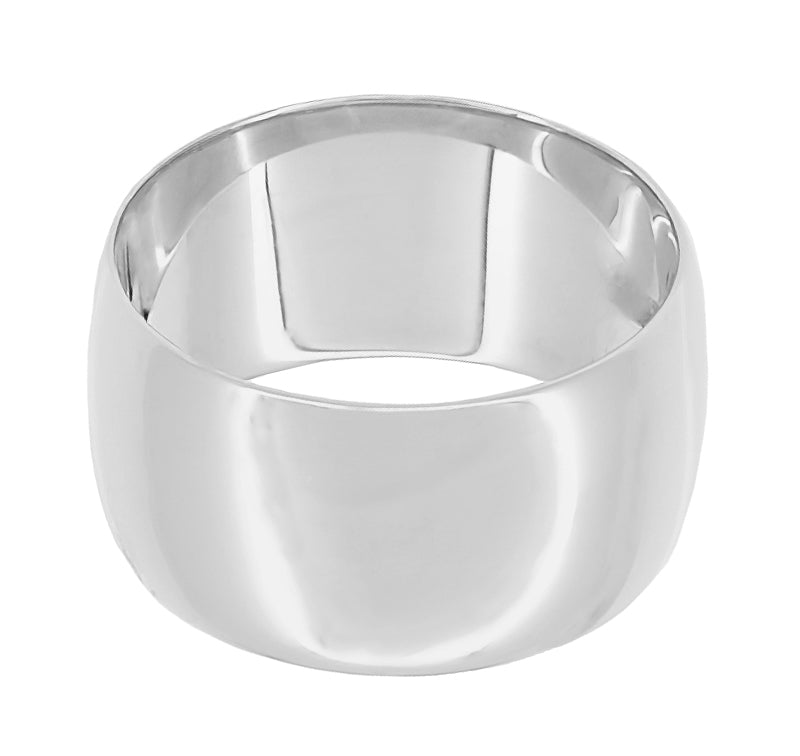 Domed 10 mm Wide Wedding Band in 14 Karat White Gold - Item: MWR108 - Image: 2