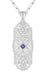 1920's Art Deco Floral Filigree Tanzanite Pendant Necklace in Sterling Silver