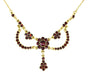Victorian Bohemian Garnets Teardrop Necklace in Sterling Silver with Yellow Gold Vermeil