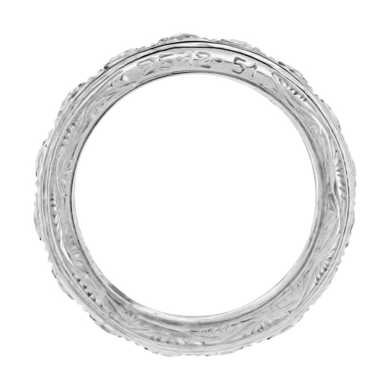 Antique Milford Filigree Engraved Art Deco Diamond Wedding Band in Platinum - Size 7 1/4 - Item: R1040 - Image: 2