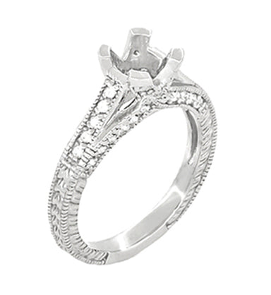 X & O Kisses 1 Carat Diamond Engagement Ring Setting in White Gold for a Round Stone - 14K or 18K - alternate view