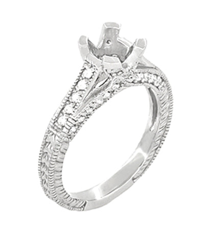 X & O Kisses 1 Carat Diamond Engagement Ring Setting in White Gold for a Round Stone - 14K or 18K - Item: R1153W1K14 - Image: 2
