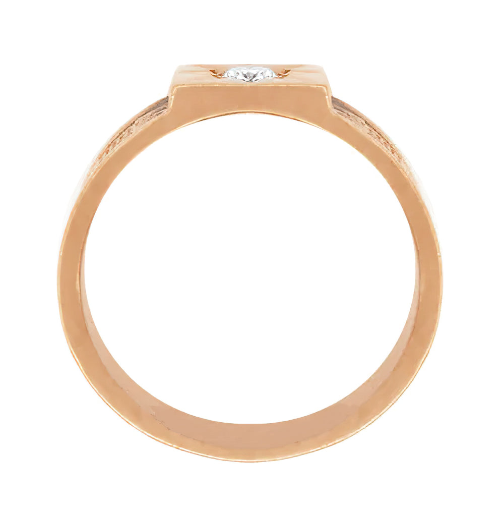 Baxter Rose Gold Victorian Wide Starburst Diamond Wedding Ring - Item: R1212R-LC - Image: 2