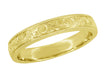 Yellow Gold 4mm Wide Engraved Acanthus Vintage Victorian Wedding Band for a Man - R1235MY
