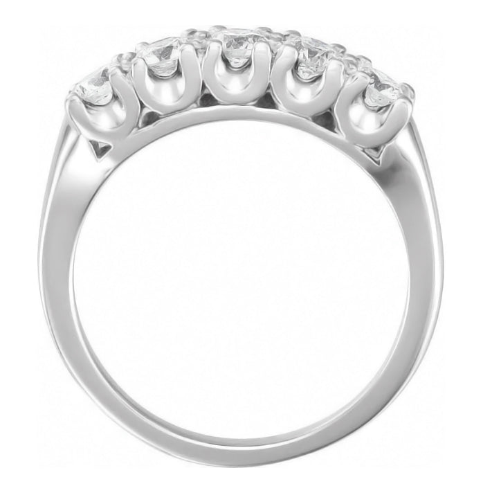 1950's Retro Modern Horseshoe Gallery Diamond Wedding Ring in White Gold - 0.45 Total Diamond Weight - Item: R1244W - Image: 2