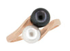 Yin and Yang Taijitu Ring with Black and White Pearls in Rose Gold - R143R
