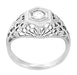 Art Deco Filigree Dome 0.20 Carat Diamond Engagement Ring in 14 Karat White Gold