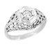 Art Deco Cornfield Domed Filigree Platinum Diamond Engagement Ring 0.20 Carat - 1930's Vintage Style