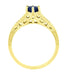 Sapphire and Diamond Art Deco Filigree Engagement Ring in 14 Karat Yellow Gold