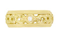 Glenbrooke Art Deco Filigree Wide Diamond Wedding Ring in 14 Karat Yellow Gold