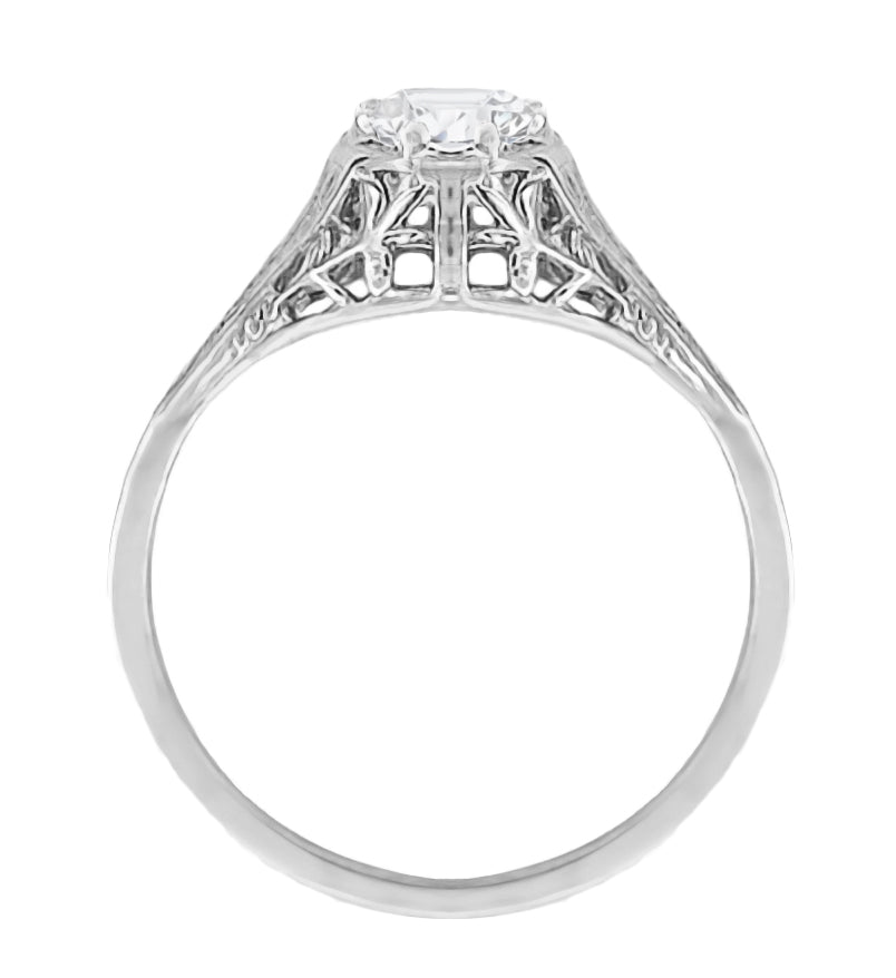 Art Deco Cleire Filigree 1/4 Carat Diamond Ring in 14 Karat White Gold - Item: R204W25 - Image: 2