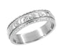 Art Deco Sculptural Floral Wedding Ring in White Gold - 5mm Wide