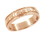 Art Deco Wide Floral Wedding Ring in 14 Karat Rose Gold