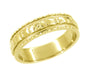Art Deco Yellow Gold 5mm Wide Floral Carved Wedding Ring