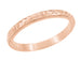 Art Deco Rose Gold Hand Embossed Flowers and Wheat Wedding Ring
