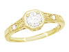 Yellow Gold 1930's Vintage Art Deco Filigree White Sapphire Engagement Ring - R298YWS