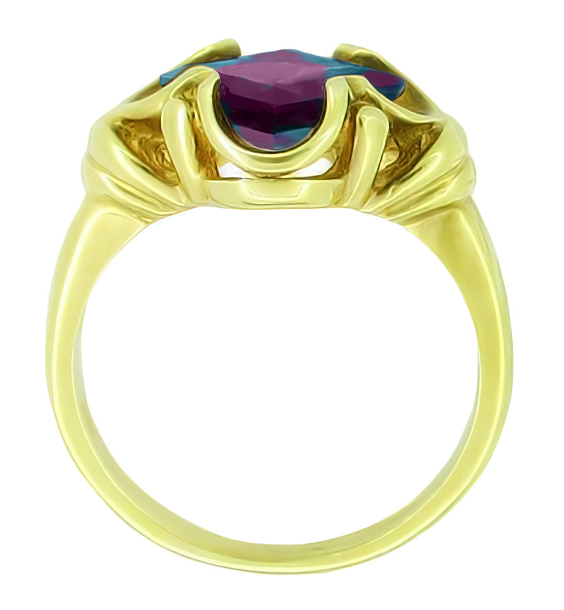 Victorian Waves Yellow Gold East to West Square Alexandrite Ring - Item: R325YAL - Image: 2
