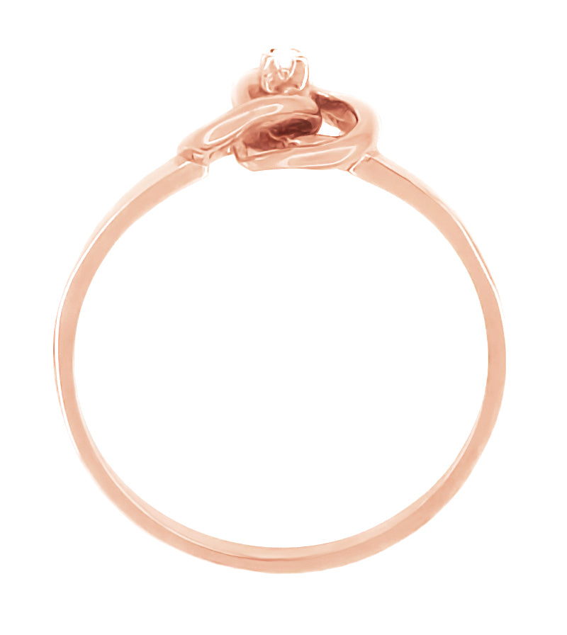 1950's Rose Gold Love Knot Diamond Promise Ring - 10K or 14K - Item: R344R10 - Image: 2