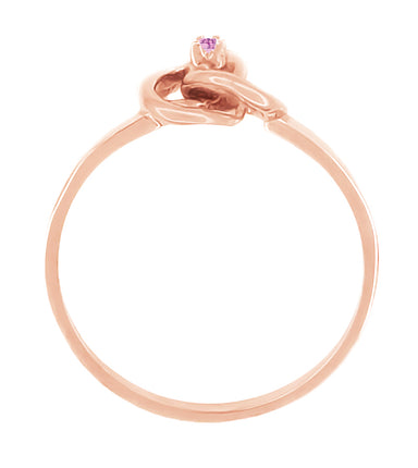 1950's Love Knot Rose Gold Pink Sapphire Promise Ring - alternate view