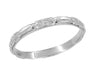 Antique Art Deco Sculpted Roses Wedding Band - 14K White Gold - R372